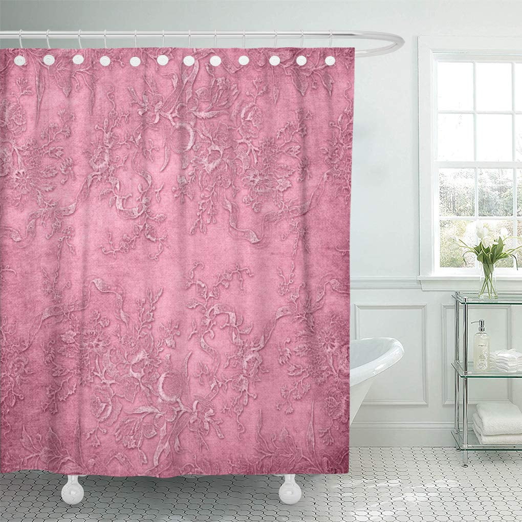 YUSDECOR Mauve Vines Floral Pink Vintage Bathroom Decor Bath Shower