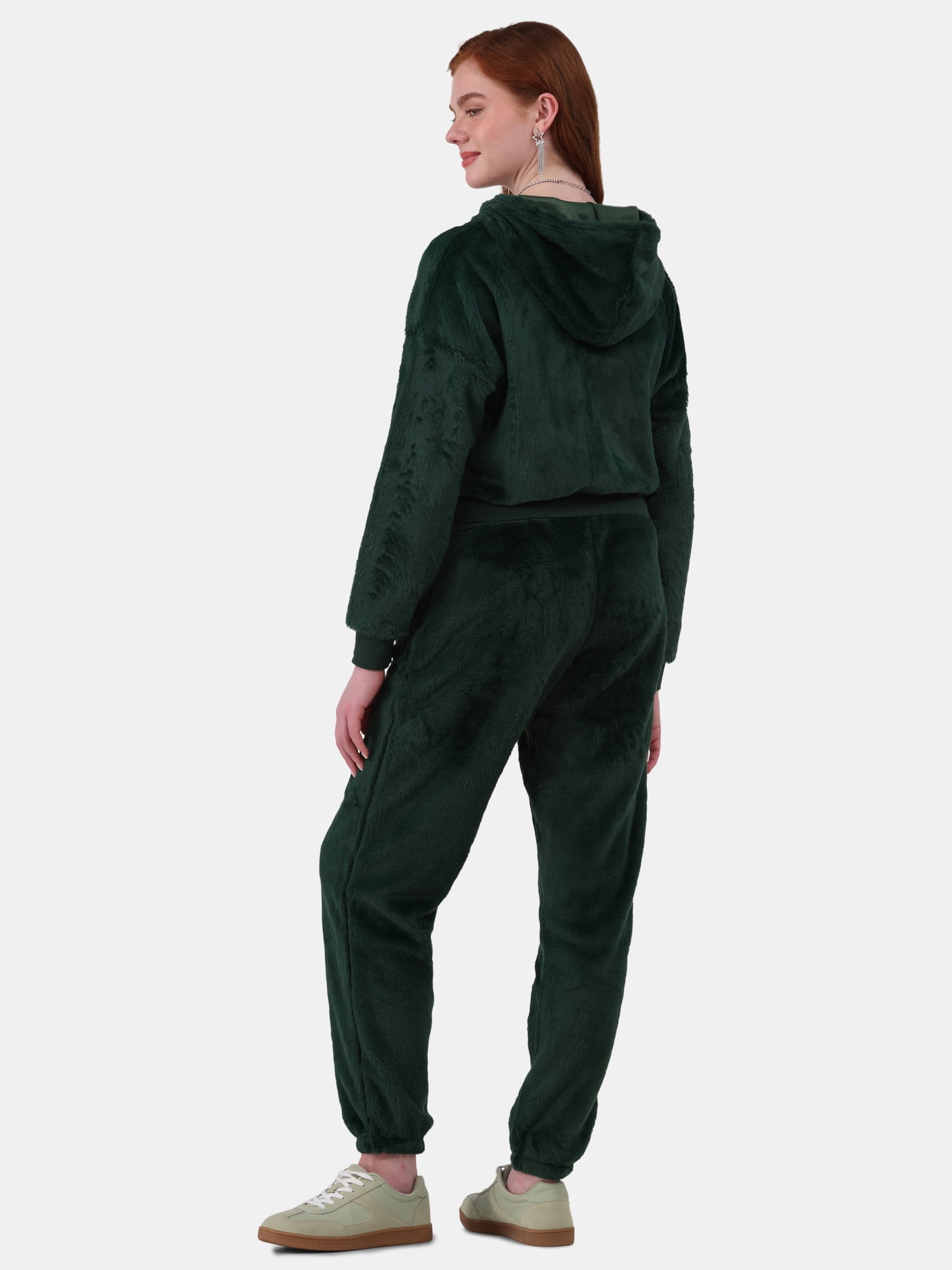 No Boundaries Faux-Fur Christmas Track Suit, 2-Piece, Women's and Women's Plus