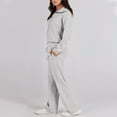 thumbnail image 3 of Mohiass Women 2 Piece Outfits 2025 Fall Fashion Airport Wide Leg Pants Lounge Set Leisure Travel Vacation Clothes Sweatsuits Gray XL, 3 of 6