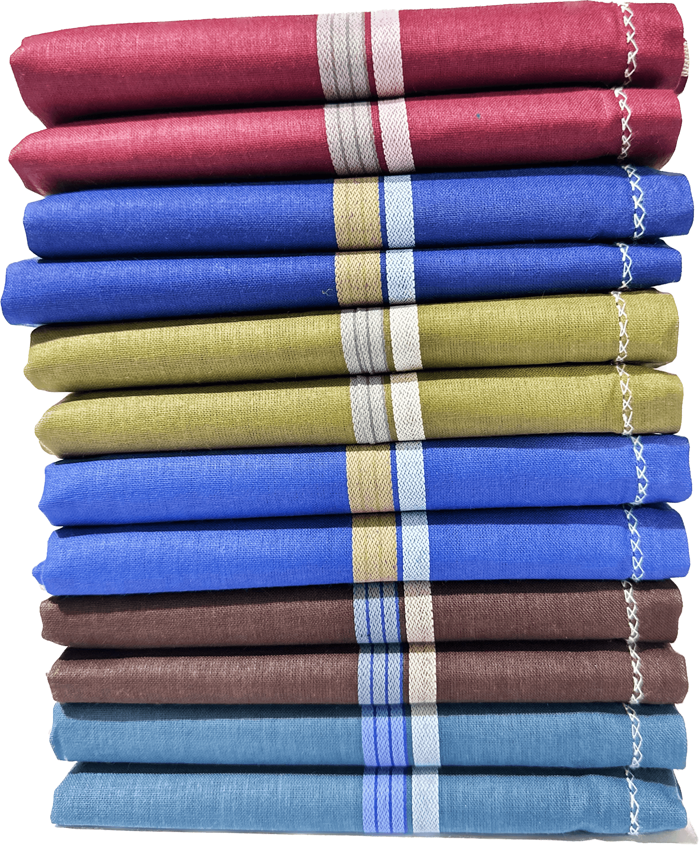 Lot De 12 Mouchoirs En Tissu Homme 40x40cm - Coton, Motifs Rayures - Cadeau Élégant Réutilisable