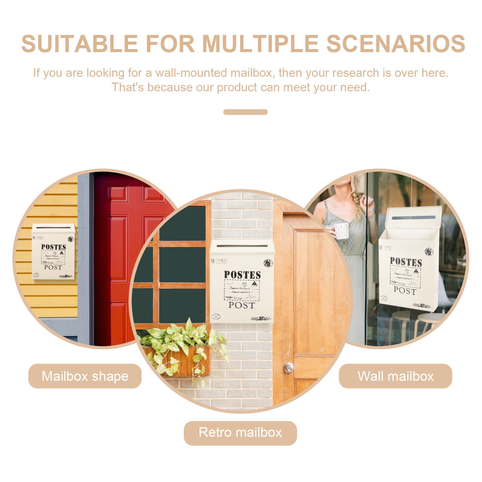 GOOHOCHY Vintage Letter Box 1Set Beige Wall Mount Post Box For Home Decoration Gift Recipients