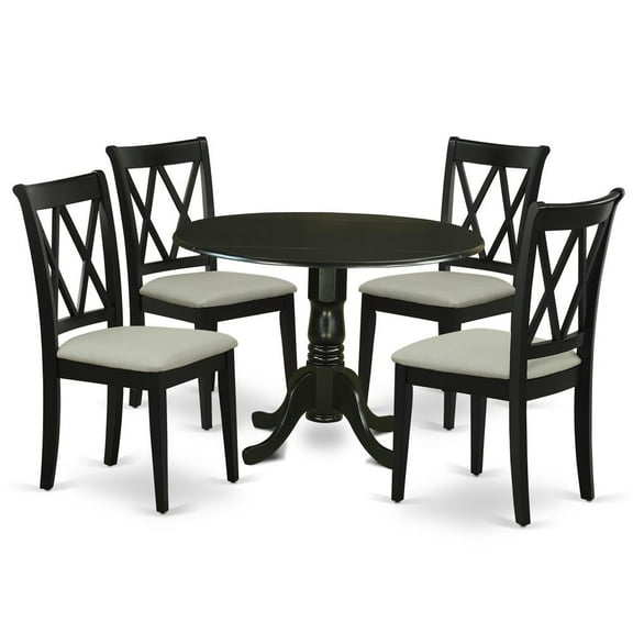 East West Furniture Dining Room Set Black, DLCL5-BLK-C