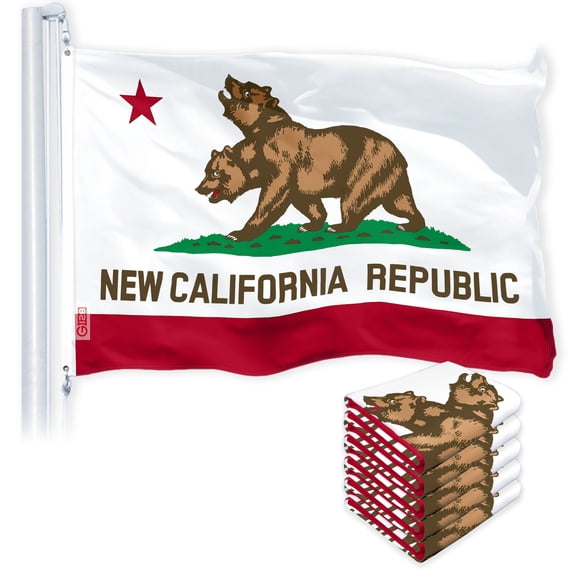 California CA Double Headed Bear Flag 3x5FT 5-Pack 150D Printed Polyester