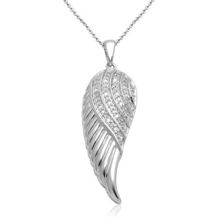 Diamond Accent Sterling Silver Angel Wing Pendant, 18