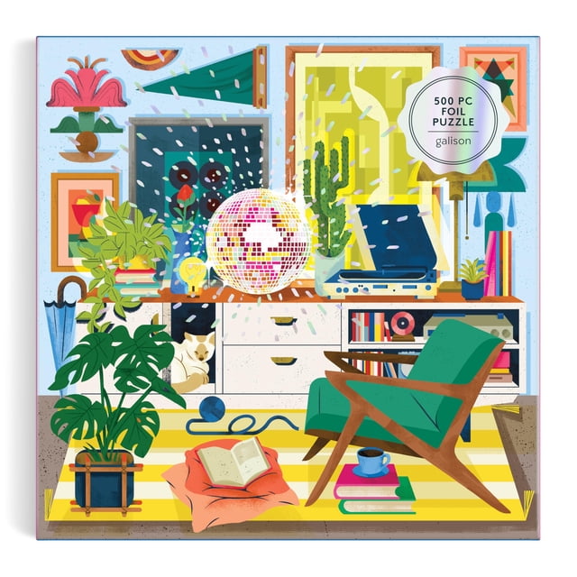 Rompecabezas Galison Disco Life de 500 piezas con lámina e ilustraciones