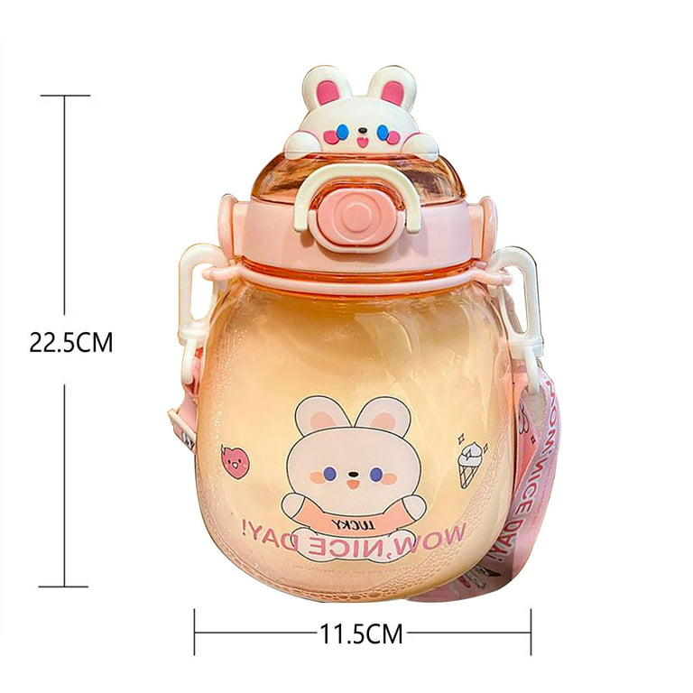 Creative cup cute funny water bottle cute animal design with straw