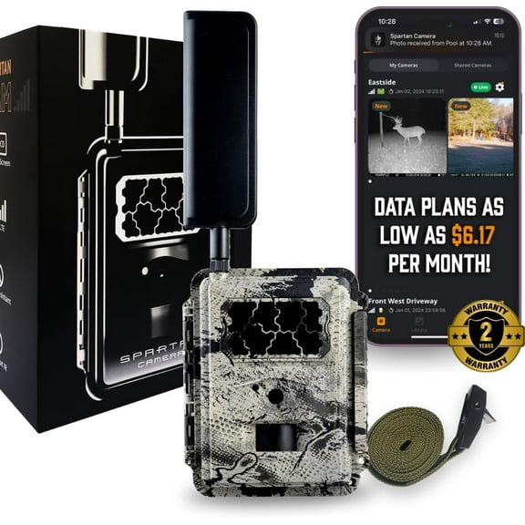 Spartan Gocam 4G LTE Trail Camera, Free Roaming in US, Remotely Update Camera Settings, Fully Configurable via App, HD Video, HD Photo, Blackout Flash, Hunting, Security, Surveillance, Areus camo