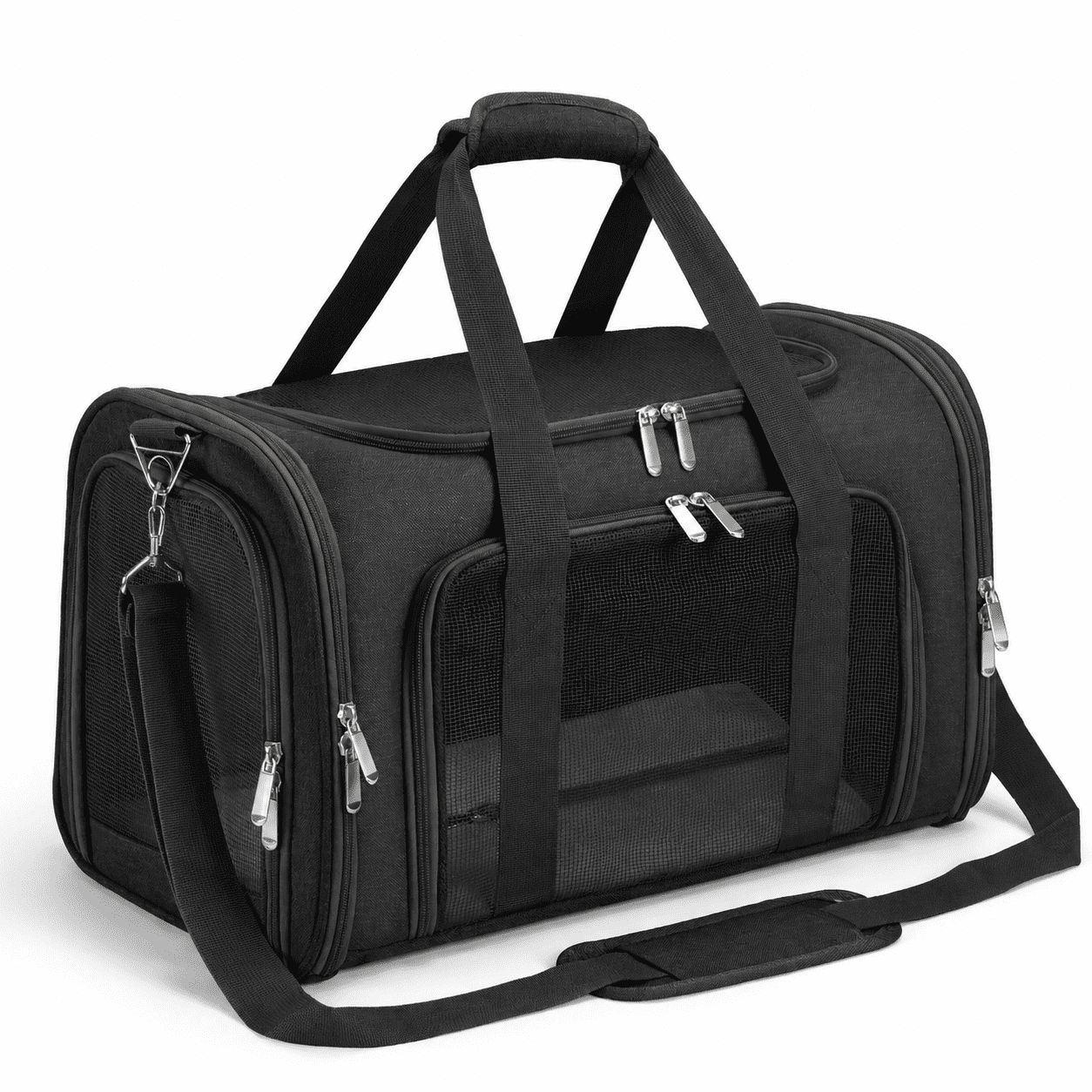 Black 20 L x 13 W x 13 H Soft-Sided Collapsible Pet Carrier for Cats and Dogs