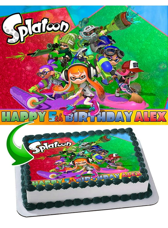 Splatoon Nintendo Edible Cake Image Topper Personalized Picture 1/4 Sheet (8"x10.5")
