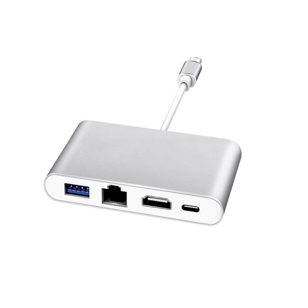 Adaptador De Concentrador Tipo C A Hdmi Usb-C Rj45 Usb 3,0 Convertidor Multimedia Tipo C Para Macbook Galaxy S8 Dex Huawei P30 Scienceny EL010703-00