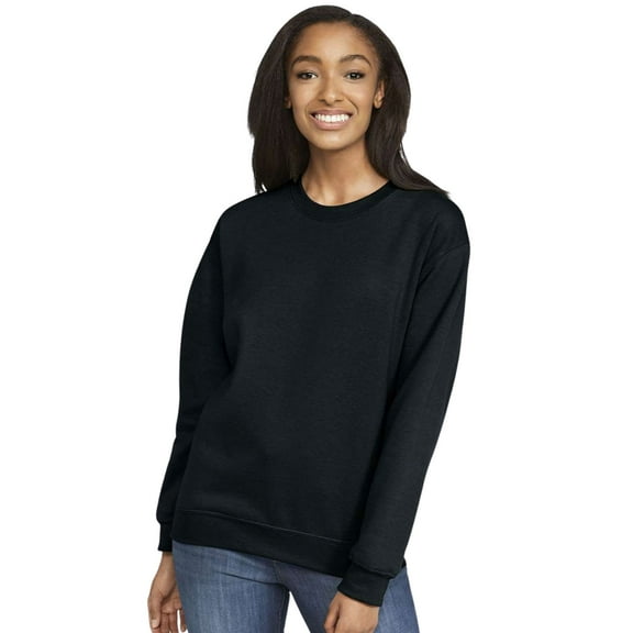 Unisex Softstyle Midweight Crewneck Long Sleeve Sweatshirt, 80/20 Cotton/Polyester Fleece Winter Sweter (Black , M)