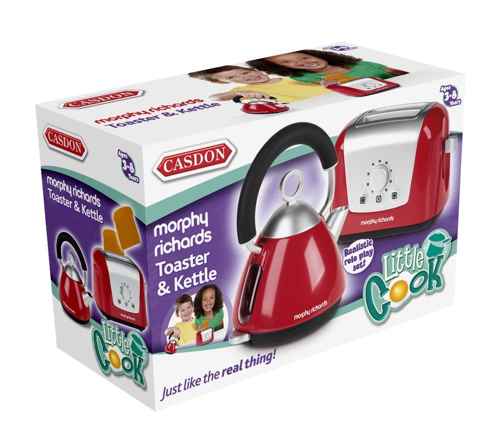 Casdon Little Cook Morphy Richards Red Replica Kitchen Toaster & Kettle Set Toy 