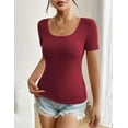 thumbnail image 2 of Zeagoo Women's Short Sleeve T Shirts Casual Summer Basic Scoop Neck Slim Fit Rib Knit Business Work Tee Tops, 2 of 4