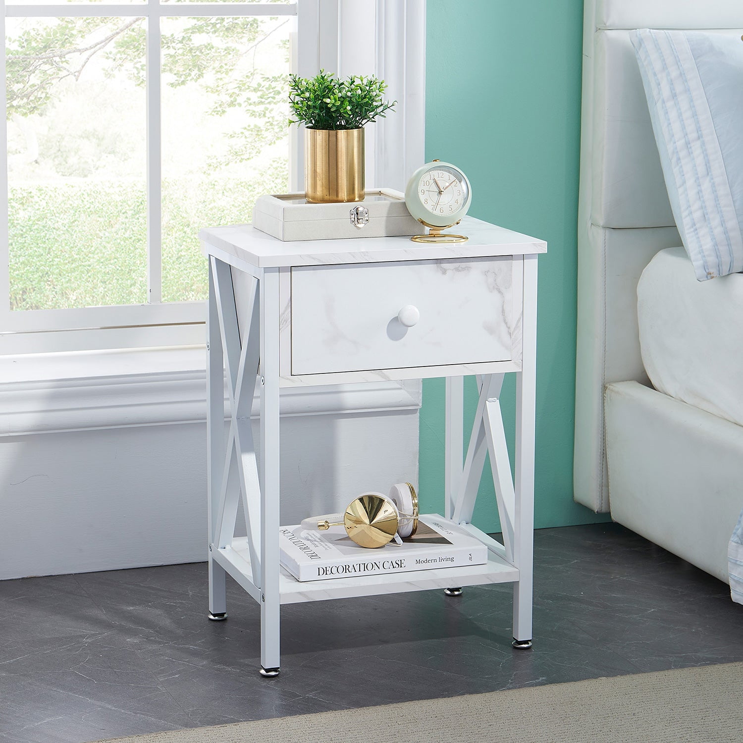High Quality Bedside End Table Nightstand Home Furniture Magazine Storage Rack 