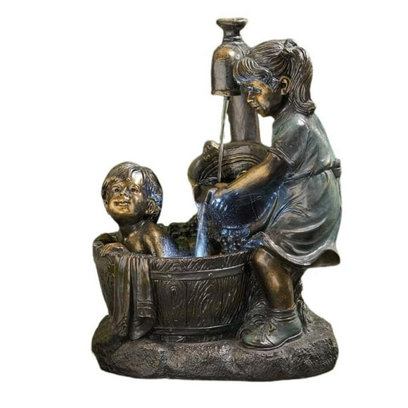 Boy and Girl Garden Statue Resin Pressure Water/ Bath/ Kissing/ Drinking Statue Flowerbed Outdoor Statue Ornaments for Home Yard Garden
