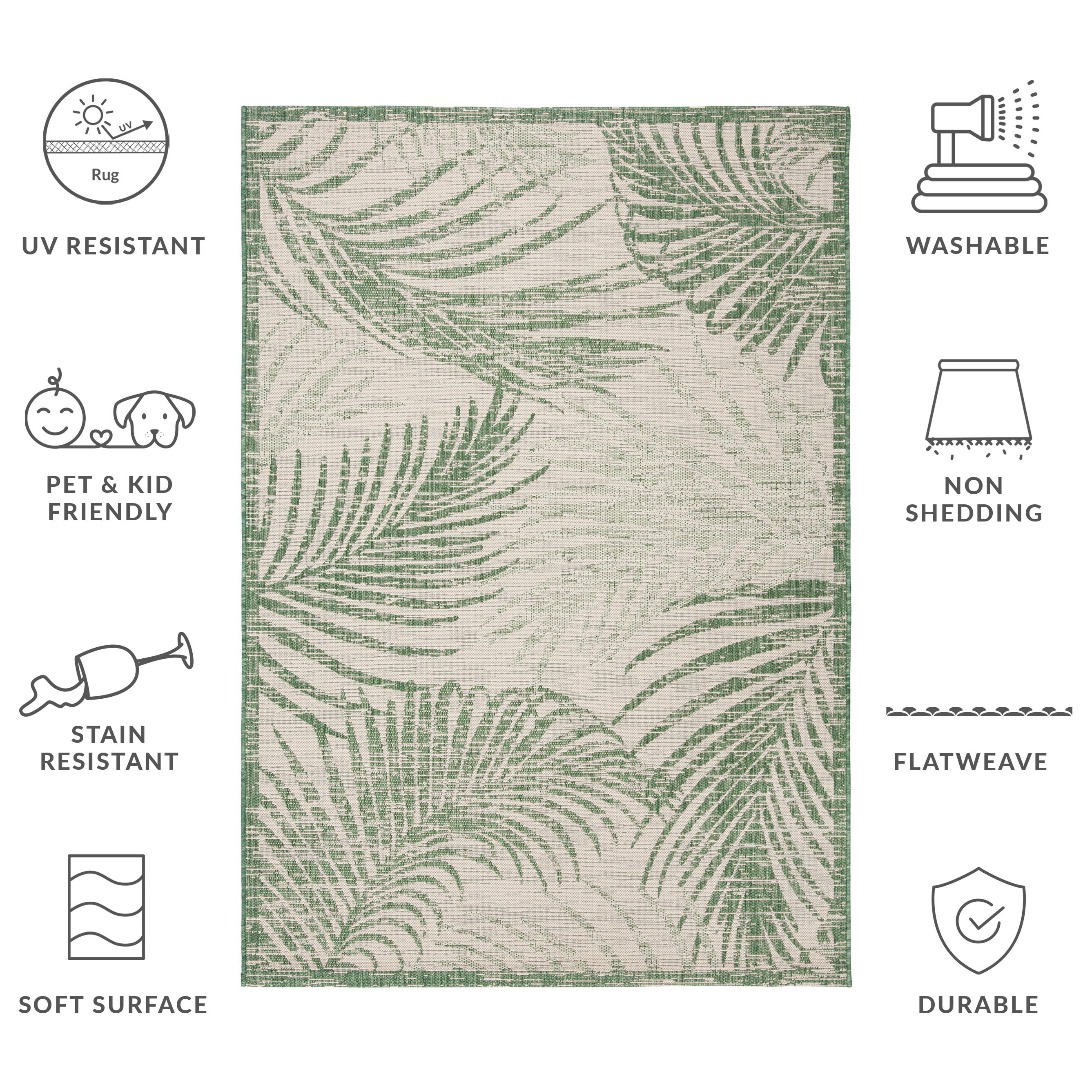 Safavieh Courtyard Padic Botanical Indoor/Outdoor Area Rug, Beige/Green, 9' x 12'