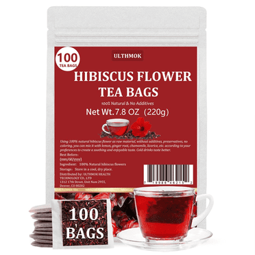 ULTHMOK Hibiscus Tea Bags, 100 Tea Bags, 7.06 Oz