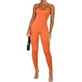 thumbnail image 1 of Bellella Combinaisons pour Femmes Col Rond Pantalon Long Combinaison Extensible Décontractée Bretelles Spaghetti une Pièce Femme 2831 Orange G, 1 of 7