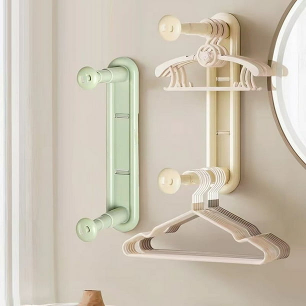 Perchero TelescóPico para Ropa, Perchero de Pared, Artefacto de Almacenamiento, Perchero TelescóPico Sin Perforaciones, Color Gris