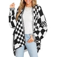 thumbnail image 2 of Long Sleeve Color Block Plaid Cardigan Oversized Knit Front Cardigan Jacket Women's Plaid Sweater, 2 of 6