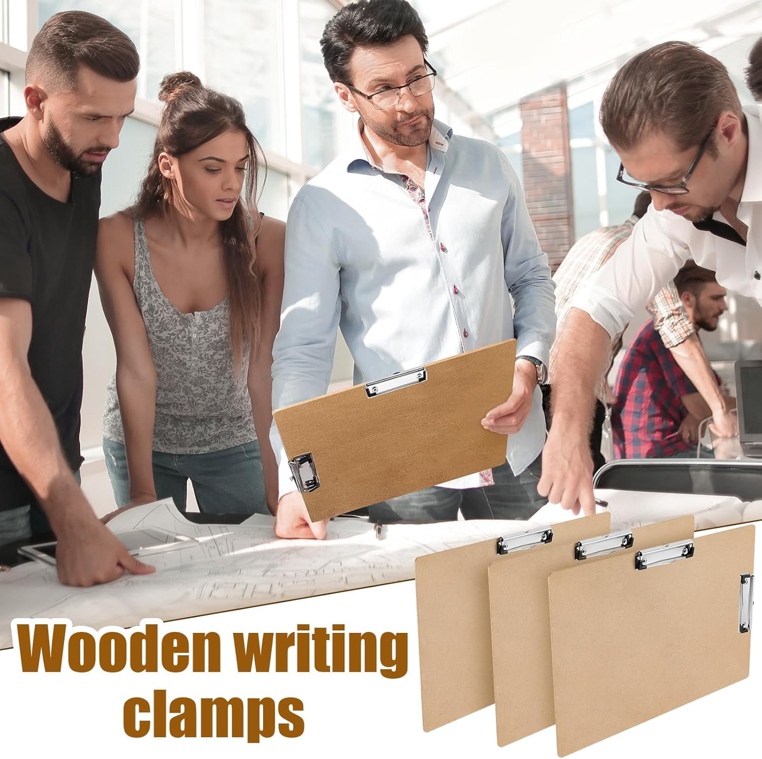 12 Pcs 11x17 Clipboard Wooden Lap Board with Low Profile Clip Brown Double Landscape Clip Hardboard Drawing Board Landscape Horizontal Large Clipboard for Desk Paper Sketching Art Supplies