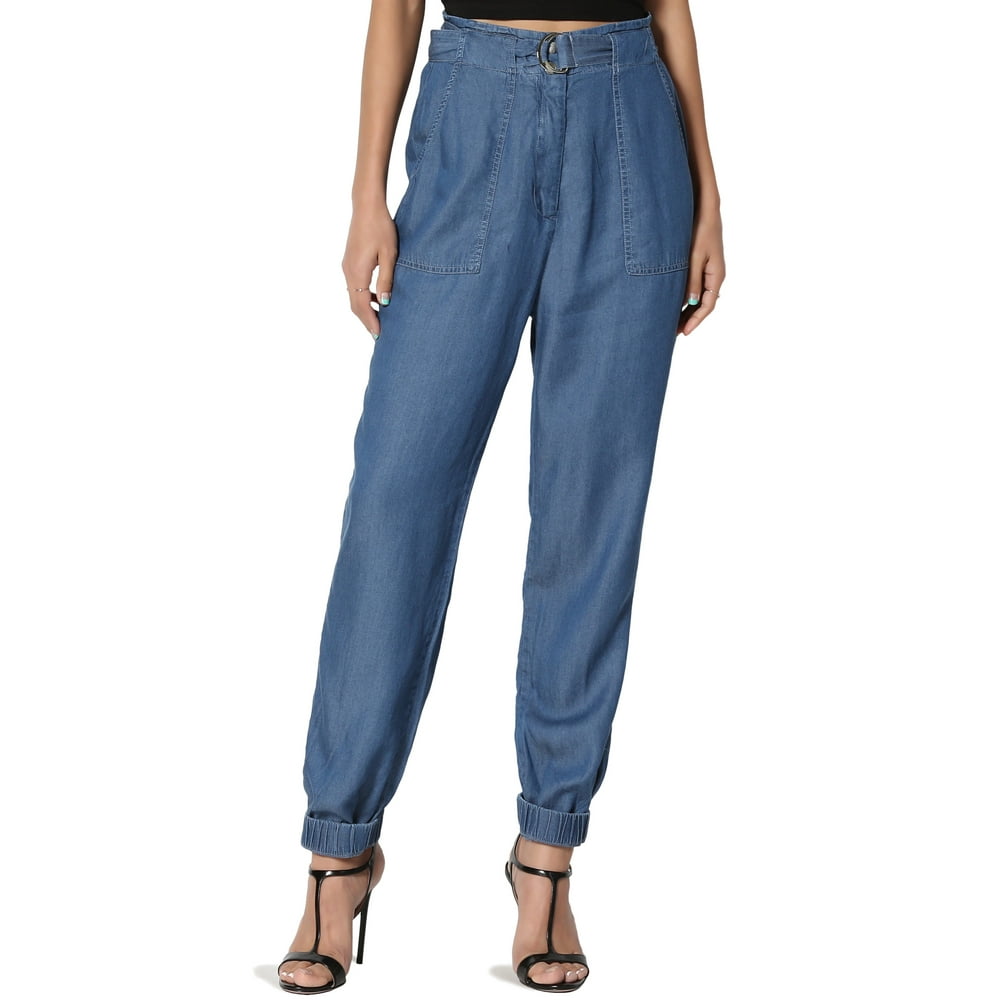 high waisted cuffed joggers