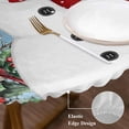 thumbnail image 3 of Blue Grey Snowman Christmas Round Tablecloth, Fitted Table Cover with Elastic for 55"-60" Round Tables, Xmas Snowflake Birds Berry Winter Table Cloth Outdoor Dinning Party Waterproof Tablecloths, 3 of 7