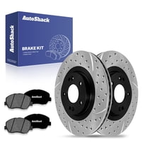 AutoShack 12.6" (320 mm) Front Vented Drilled & Slotted Brake Rotors E-Coated Premium Ceramic Brake Pads | Replacement for 2013-2016 Hyundai Santa Fe | 6-PC Brake Kit | ShadowGuard