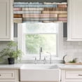 thumbnail image 3 of Brown Pink Vintage Rod Pocket Curtain Valance, Retro Farmhouse Elegant Pastoral Farmhouse Window Valance for Living Room, Bedroom, Kitchen 42"W x 18"L, 3 of 9
