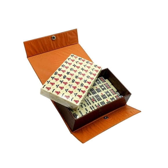 Jeu de Mahjong de Voyage Portable avec Boîte de Rangement pour les Enfants Adultes de Voyage