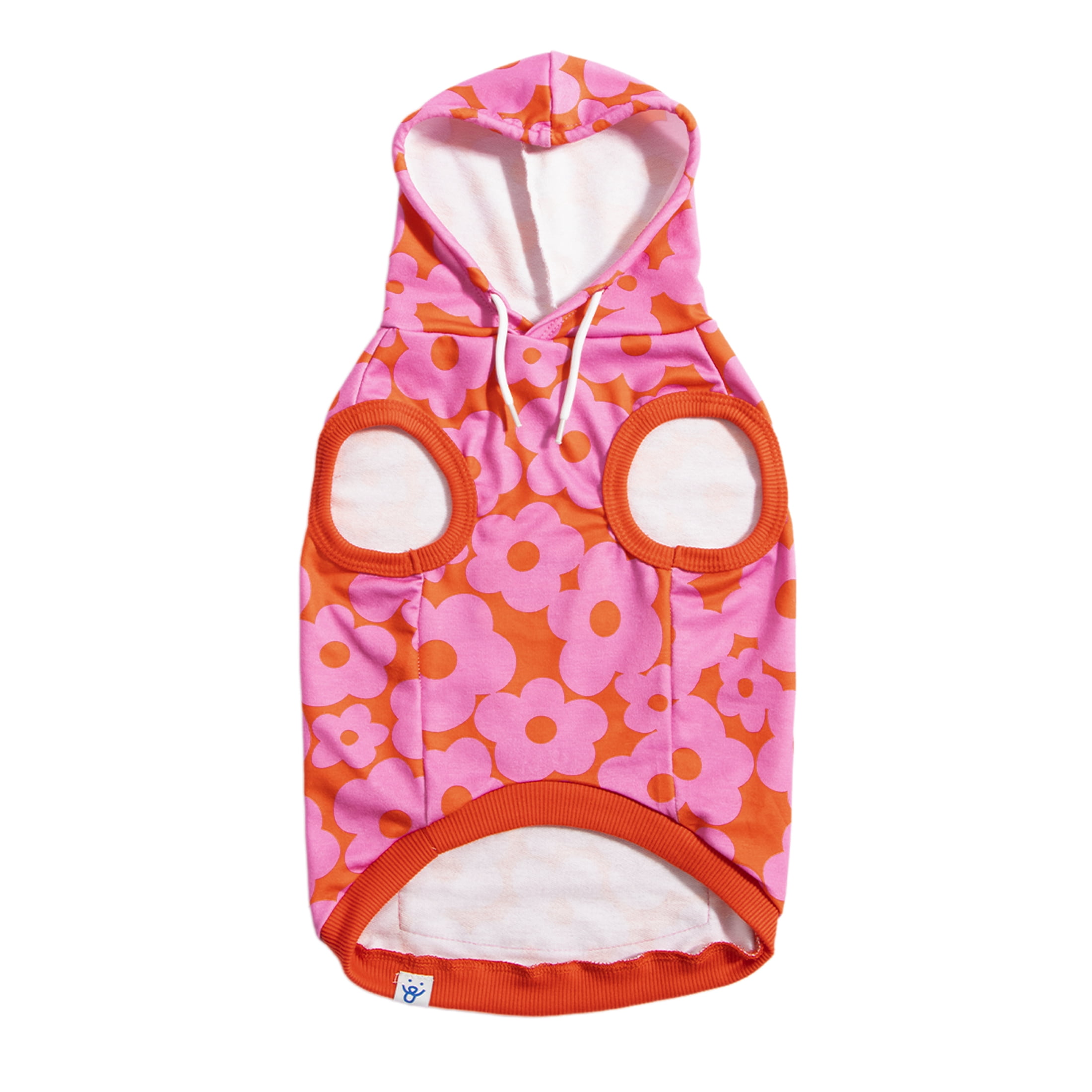 Oodles Pink Tropical Blooming Floral Spring Dog Hoodie, Small