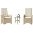 thumbnail image 1 of vidaXL 3 Piece Bistro Set with Cushions Beige Poly Rattan, 1 of 5