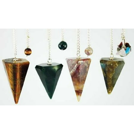 Assorted 6 Faceted pendulum Divination Wicca Wiccan Metaphysical Religious New Age (QUANTITY: 1 PENDULUM - COLOR GEMSTONE BASED ON