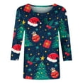 thumbnail image 5 of IROINNID Discount Christmas Shirts for Women Christmas Graphic Printed T-shirt 3/4 Sleeves Pullover Crewneck Casual Tops,Multicolor, 5 of 5