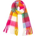 thumbnail image 1 of Large Chunky Plaid Scarf Coloured Checked Oversized Scarf Tassel Soft Fall Winter Thick Warm Shawl Women, 1 of 4