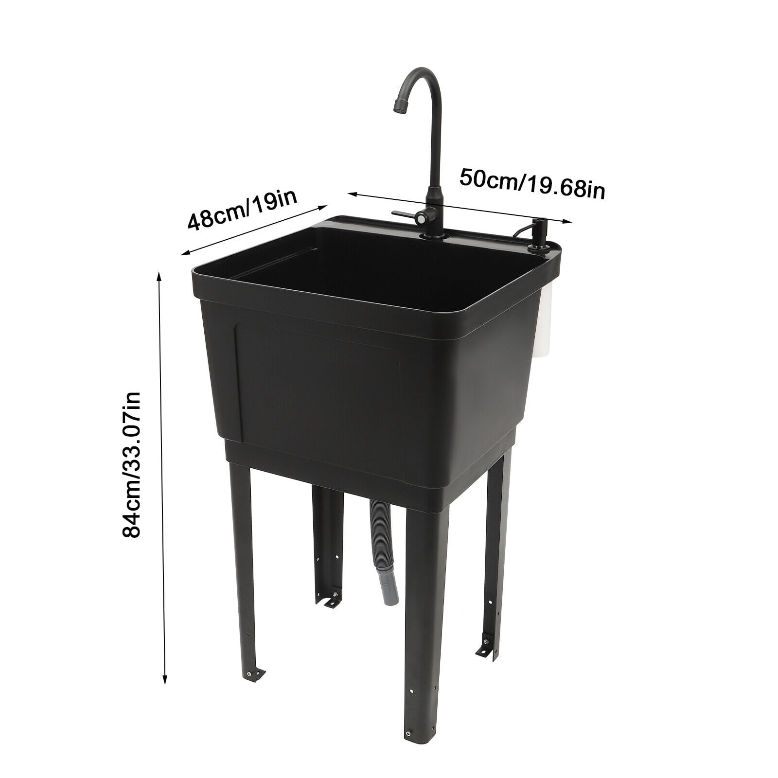 Freestanding Laundry Sink Wash Tub Basement Worksite Basin Utility Sink & Faucet