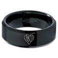 thumbnail image 2 of Tungsten Heart Love Hippy Boho Emoji Band Ring 8mm Men Women Comfort Fit Black Beveled Edge Polished, 2 of 4