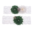 thumbnail image 2 of 2 piezas/set Liga de encaje nupcial con flores, perlas y cristales para pierna y muslo, color verde, 2 of 9