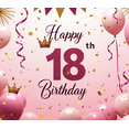 thumbnail image 4 of LUUFILx 18th Birthday Party Backdrop Pink Blue Balloons Gold Crown Banner Decorative Props Celebration Background Décor Festive Supplies Event Decoration, 4 of 8