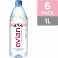 thumbnail image 2 of evian Natural Spring Water, 1 Liter Premium Water Bottles, 33.8 Fl Oz (Pack of 6), 2 of 4