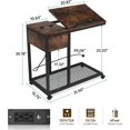 C Side Table with Outlet and USB Ports, Portable Table with Charging