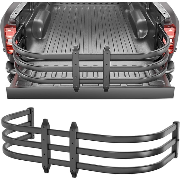 HRT Truck Bed Extender, Aluminum Retractable Tailgate Extender, 55"-68" Adjustable Length, Drill Required, Fits Tacoma, Gladiator, Frontier, Colorado/Canyon, Ranger, Ridgeline