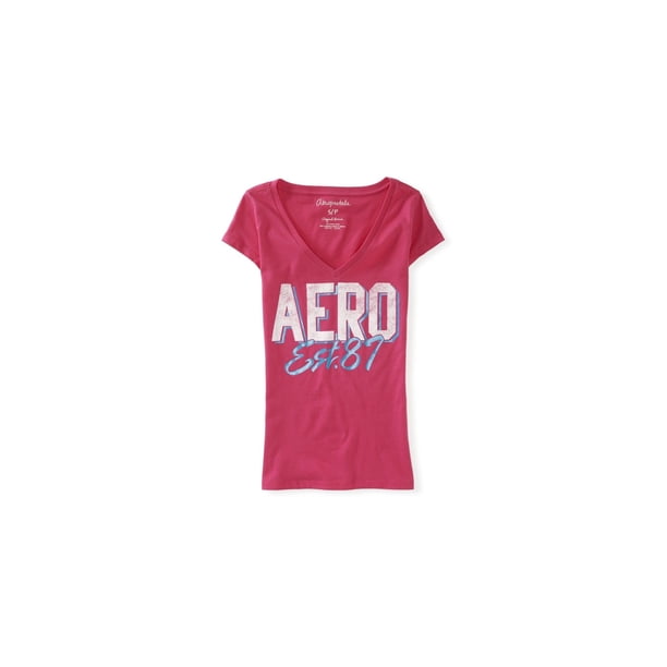 Camiseta gráfica Aeropostale para mujer con letras en bloque Rosa Extragrande