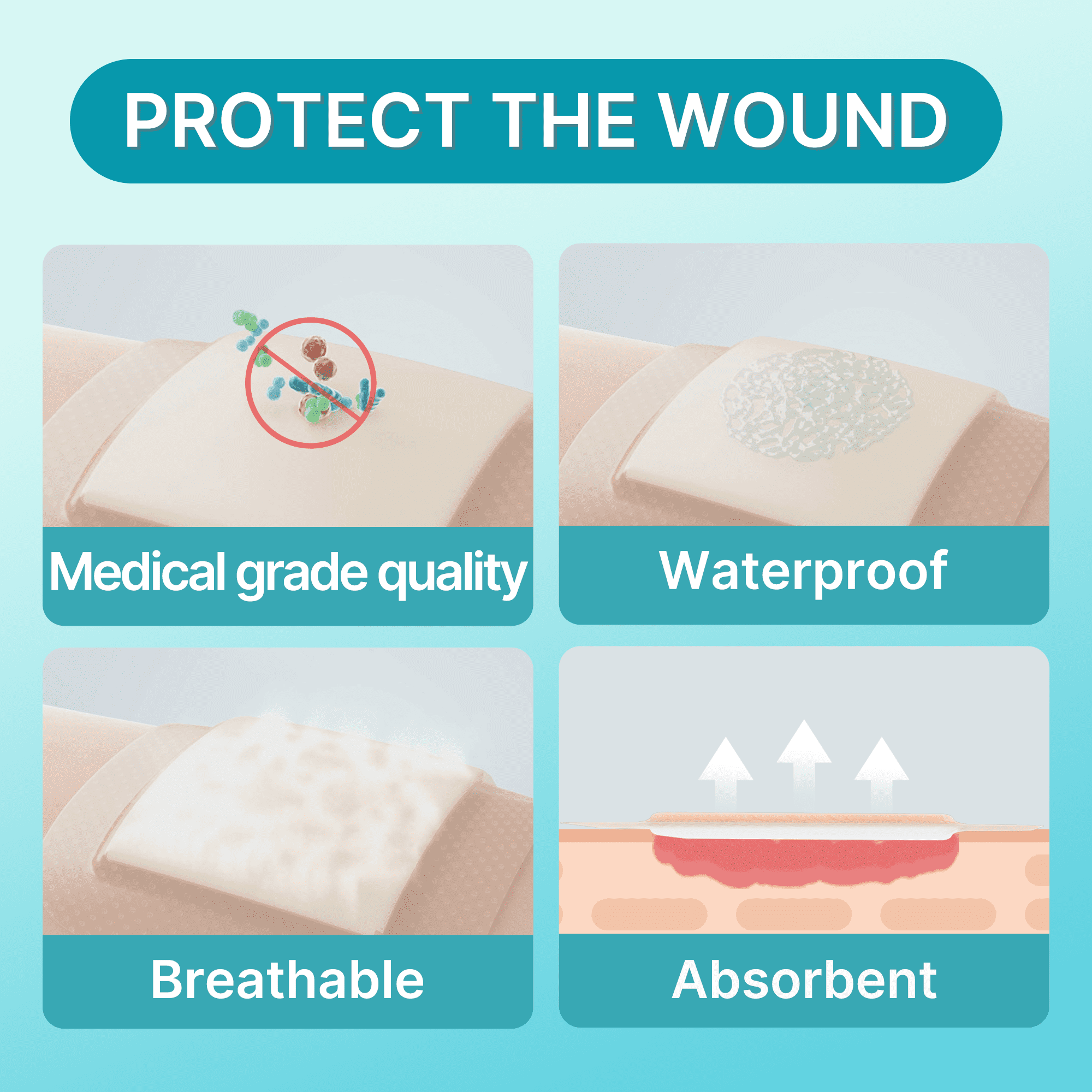 Dimora Silicone Foam Dressing with Border, 4"x4" Waterproof Adhesive Bandages for Bed Sore & Wound Care, FSA & HSA Eligible, 10 Pack