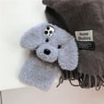 thumbnail image 5 of Dog Case Compatible with iPhone 14 Pro Max Cute 3D Plush Fluffy Dog Case Cartoon Case Fashion Luxury Fur Hair Fuzzy Wool Face Soft Back Cover Shockproof Protective for Women and Girls Girly, 5 of 12