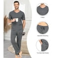 thumbnail image 5 of ANLIQI Men's 100% Cotton Pajama Set Soft v-neck Top Short Sleeve & Bottom Pants with Pockets Men's Loungewear Sets(DGR_L), 5 of 8