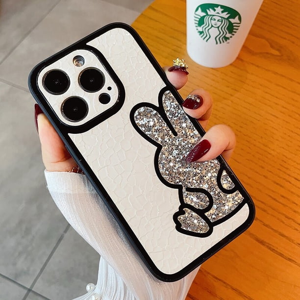 Funda de cuero suave con purpurina coreana para iPhone, funda de silicona a prueba de golpes para iPhone 14 Pro Max 14 Plus 13 12 11 XS XR X Fivean unisex