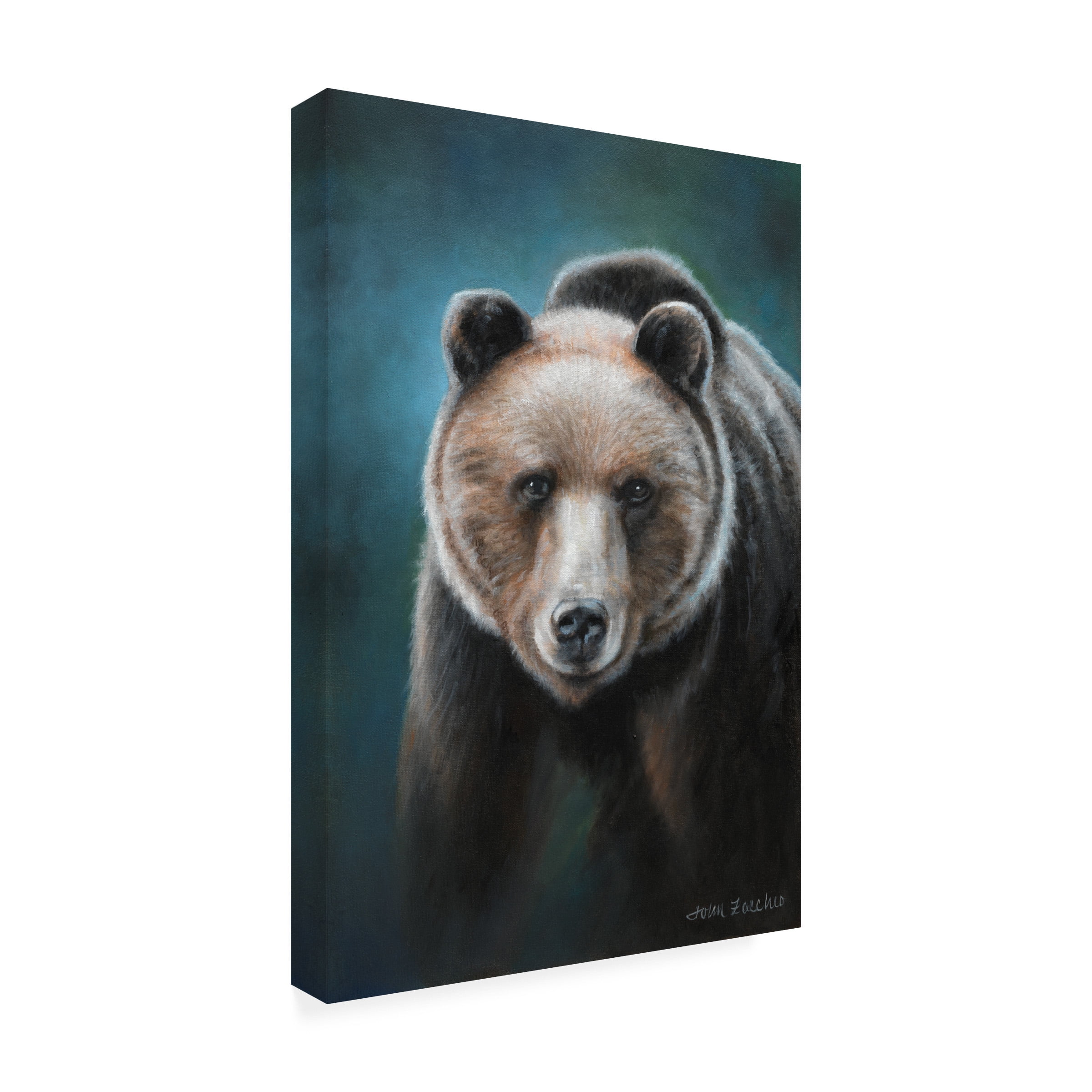 Canvas Wall Art - John Zaccheo 'Brown Bear' Wall Art for Living Room, Bedroom, or Office DÃ©cor by Trademark Fine Art - 12 x 19 Inches