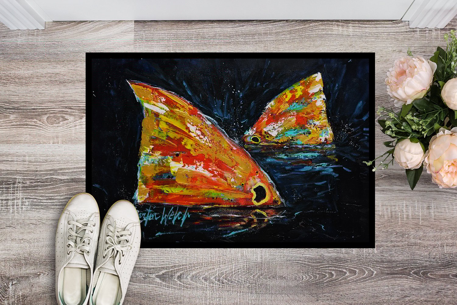 thumbnail image 2 of Carolines Treasures MW2149MAT 18 x 27 in. Red Fish Two Tales Doormat, 2 of 5