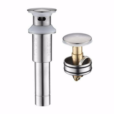 

LANTRO JS Sink Drain Stopper Bathroom 1.75 In Pop Up Drain Stainless Steel With Overflow Anti Clogging for Vessel Sink Lavatory Vanity Sink Drain with Strainer Basket Brushed Nickel.